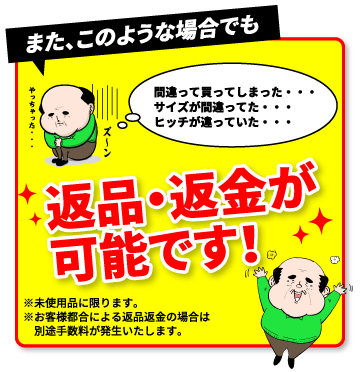 また、このような場合でも返品・返金が可能です！